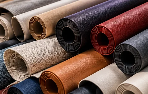 Rollos de piel, tactopiel, vinil y telas en distintos colores y texturas